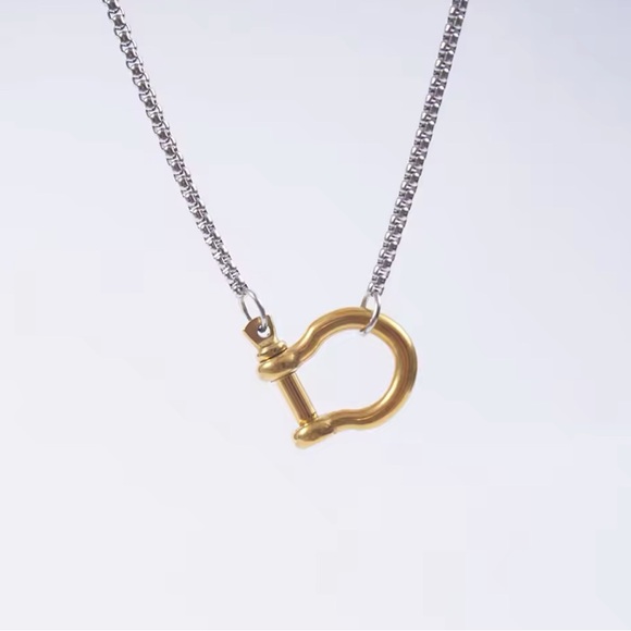 Stainless Steel Horseshoe  “U” Charm Necklace  Gold/Silver Color - Picture 7 of 11